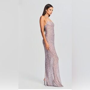 Retrofete Strapless Sequin Dress in Silver